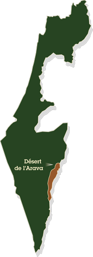 Carte d'iSraël avec focus sur le désert de l'Arava